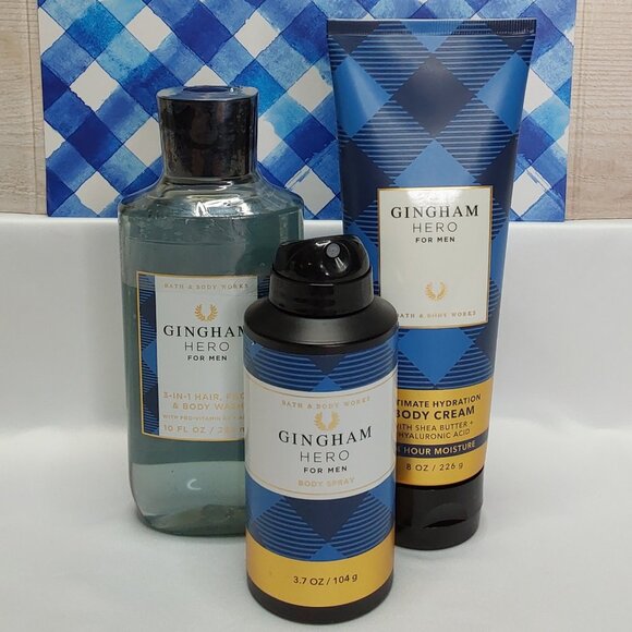 BATH & BODY WORKS 'GINGHAM HERO' 3-PIECE GIFT SET BODY WASH, LOTION & SPRAY MIS - Picture 16 of 16